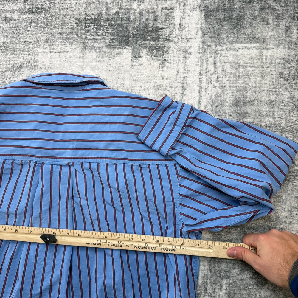 J Crew Top Womens Large Etienne Oversized Fit Shirt Blue Striped Cotton Poplin - Picture 7 of 9